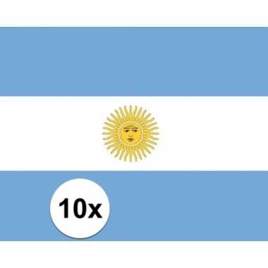 10x stuks stickers van de argentijnse vlag