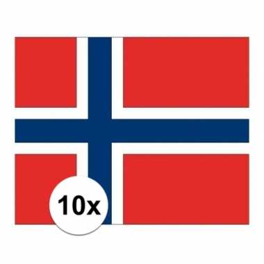 10x stuks stickers van de noorse vlag