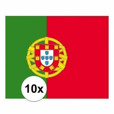10x stuks stickers van de portugese vlag