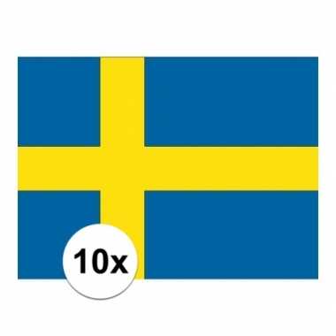 10x stuks stickers van de zweedse vlag