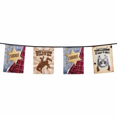 1x cowboy thema slinger met vlaggen 6 meter