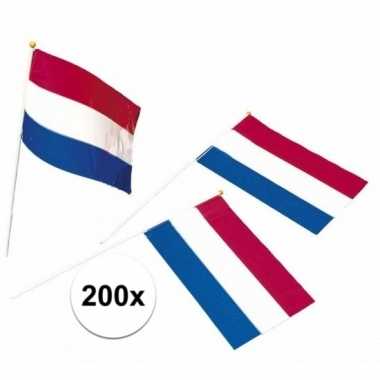 200x holland feest vlaggetjes rood/wit/blauw