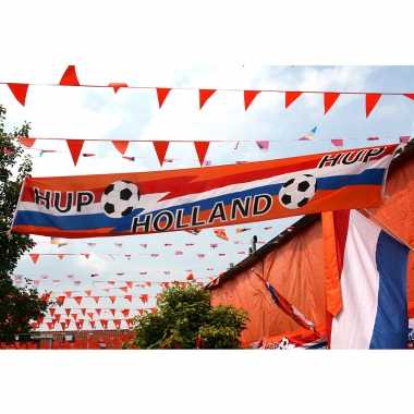 2x stuks oranje holland thema straat vlag van 74 x 340 cm