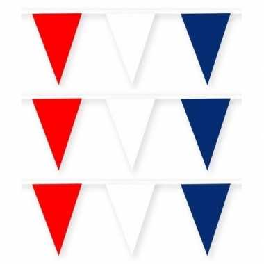 3x feestartikelen amerika/usa thema stoffen slingertje rood/wit/blauw 10 m