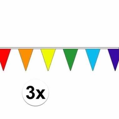 3x regenboog versiering vlaggenlijn 5 m