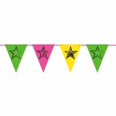 4x party vlaggenlijn neon van 6 meter