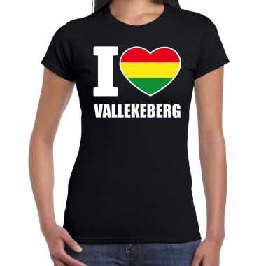 Carnaval i love vallekeberg t-shirt zwart voor dames