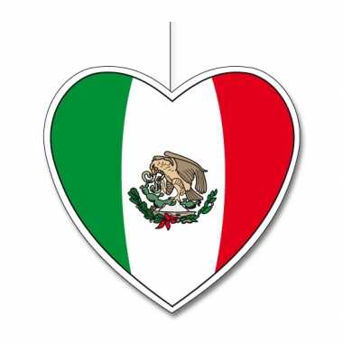 Decoratie hart met mexicaanse vlag 30 cm