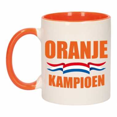 Oranje kampioen mok/ beker oranje wit 300 ml