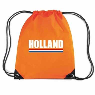 Oranje sporttas met rijgkoord holland supporter