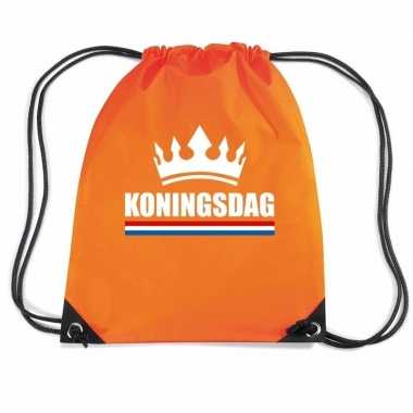 Oranje sporttas met rijgkoord koningsdag