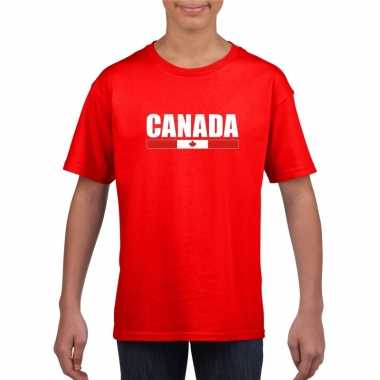 Rood canada supporter t-shirt voor kinderen