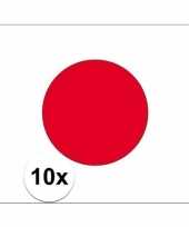 10x stuks stickers van de japanse vlag