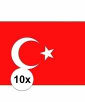 10x stuks stickers van de turkije vlag