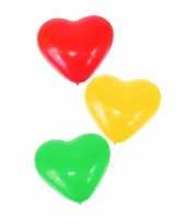24x stuks hartjes ballonnen rood geel groen 27 cm