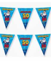 2x 50 abraham party vlaggenlijnen cartoon 10 m verjaadag versiering