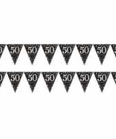 2x 50 jaar vlaggenlijnen zwart 4 meter