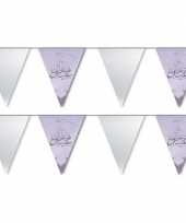 2x feestartikelen zilveren ramadan vlaggenlijn eid mubarak 6 meter