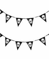 2x horror schedel vlaggenlijn slinger 360 cm halloween decoratie
