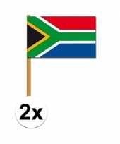 2x stuks zuid afrikaanse vlag zwaaivlaggen