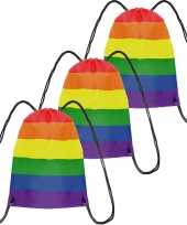 3x gymtasje rugtas rijgkoord regenboog rainbow pride vlag voor volwassenen en kids