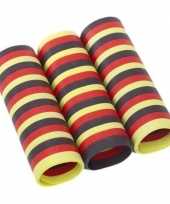 3x rolletjes serpentine rollen zwart rood geel van 4 meter