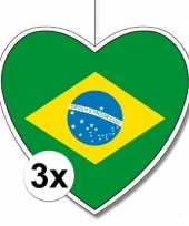 3x thema brazili hangdecoratie hart 28 cm
