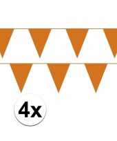 4x oranje vlaggenlijnen van plastic