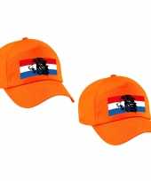 4x stuks holland supporter pet cap met de oranje leeuw en nederlandse vlag ek wk voor kinderen