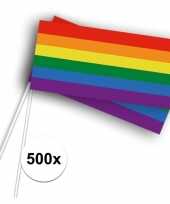 500x stokvlaggetjes met regenboog 500 stuks