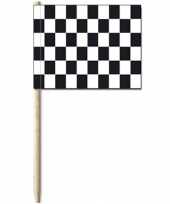 50x zwart witte finish vlag cocktailprikkertjes kaasprikkertjes 8 cm