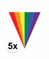 5x stuks regenboog vlag vlaggenlijnen 5 meter