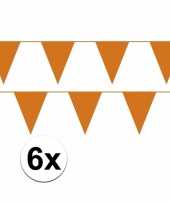 6x oranje vlaggenlijnen van plastic