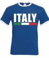 Blauw wit italie supporter ringer t-shirt voor heren
