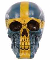 Decoratie schedel blauw geel