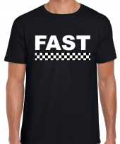 Fast coureur supporter finish vlag t-shirt zwart voor heren