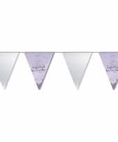 Feestartikelen zilveren ramadan vlaggenlijn eid mubarak 6 meter