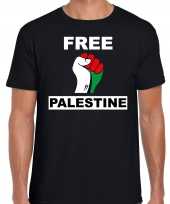 Free palestine t-shirt zwart heren palestina shirt met palestijnse vlag in vuist