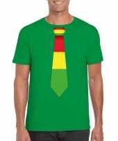 Groen t-shirt met limburgse vlag stropdas voor heren