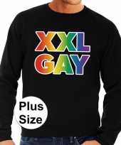 Grote maten xxl gay regenboog sweater zwart voor heren