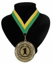 Medaille nr 1 halslint groen en geel