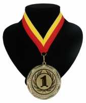 Medaille nr 1 halslint rood en geel