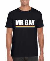Mr gay shirt zwart met regenboog vlag heren