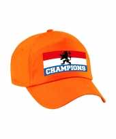Nederland supporter pet cap champions met vlag holland ek wk voor kinderen