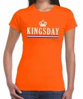 Oranje kingsday met hollandse vlag t-shirt voor dames