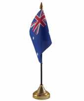Polyester australische vlag voor op bureau 10 x 15 cm