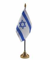Polyester israelische vlag voor op bureau 10 x 15 cm