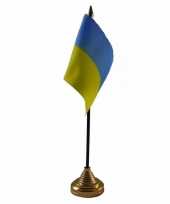 Polyester oekraiense vlag voor op bureau 10 x 15 cm