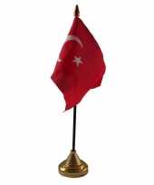 Polyester turkse vlag voor op bureau 10 x 15 cm