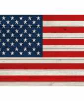 Poster van de amerikaanse vlag op hout 84 cm